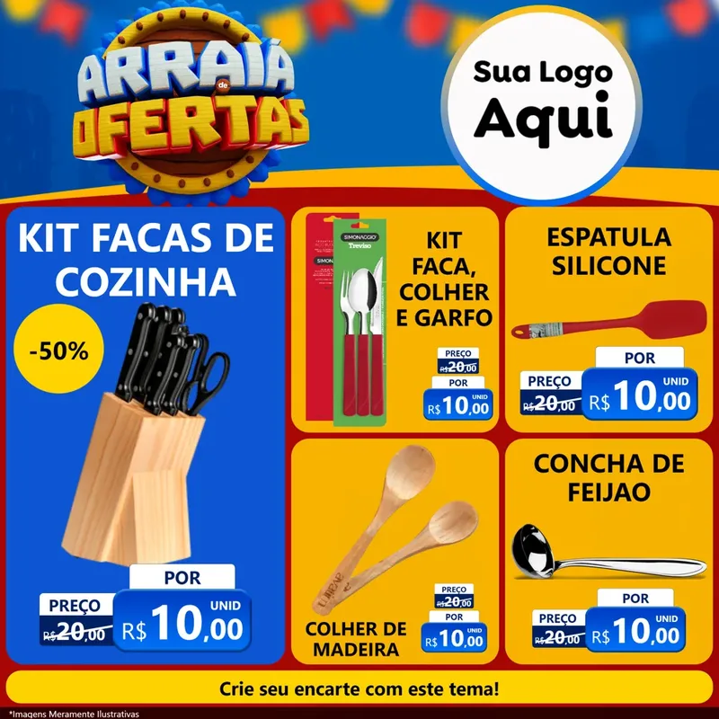 Modelo de Rede Social para Feed Facebook com o tema Arraiá de Ofertas - Junina para Utilidades Domésticas