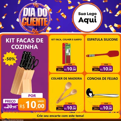 Modelo de Rede Social para Feed Facebook com o tema Dia do Cliente para Utilidades Domésticas