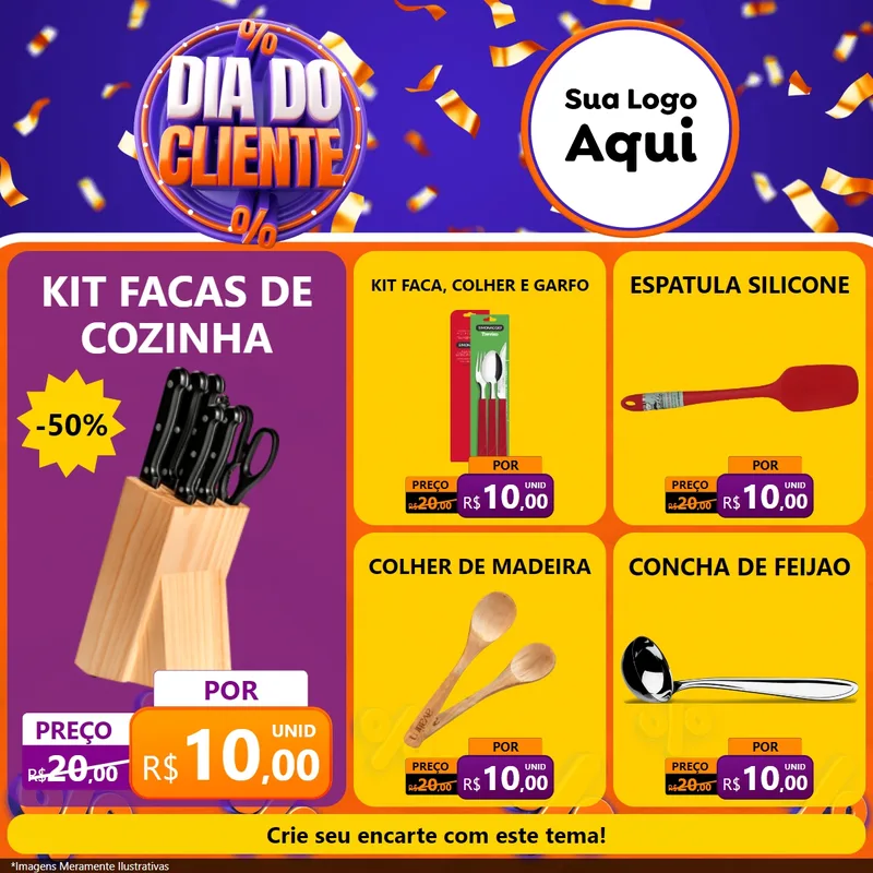 Modelo de Rede Social para Feed Facebook com o tema Dia do Cliente para Utilidades Domésticas
