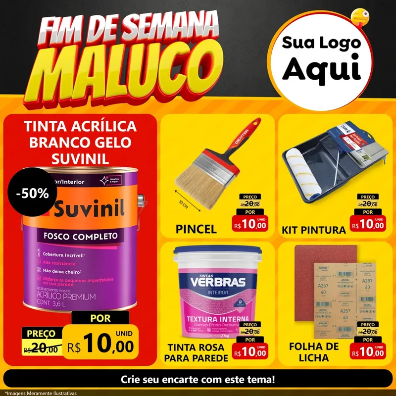 Modelo de Rede Social para Feed Facebook com o tema Final de Semana Maluco para Tintas e Ferramentas