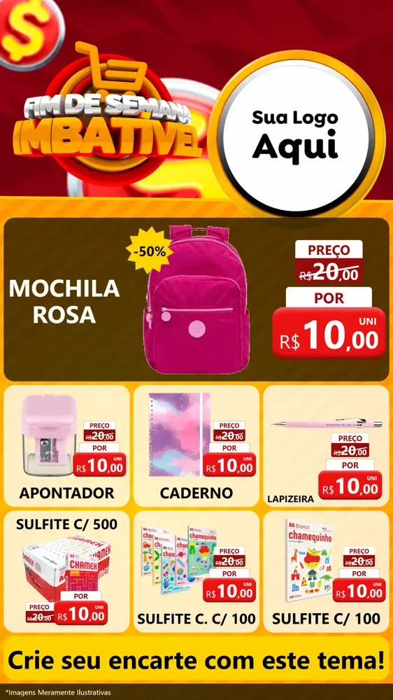 Modelo de Rede Social para Stories com o tema Fim de Semana Imbatível para Papelaria