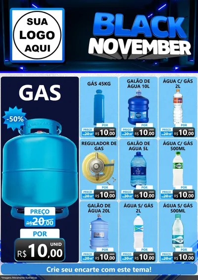 Modelo de Encarte para Encarte A4 Vertical com o tema Black November para Água e gás