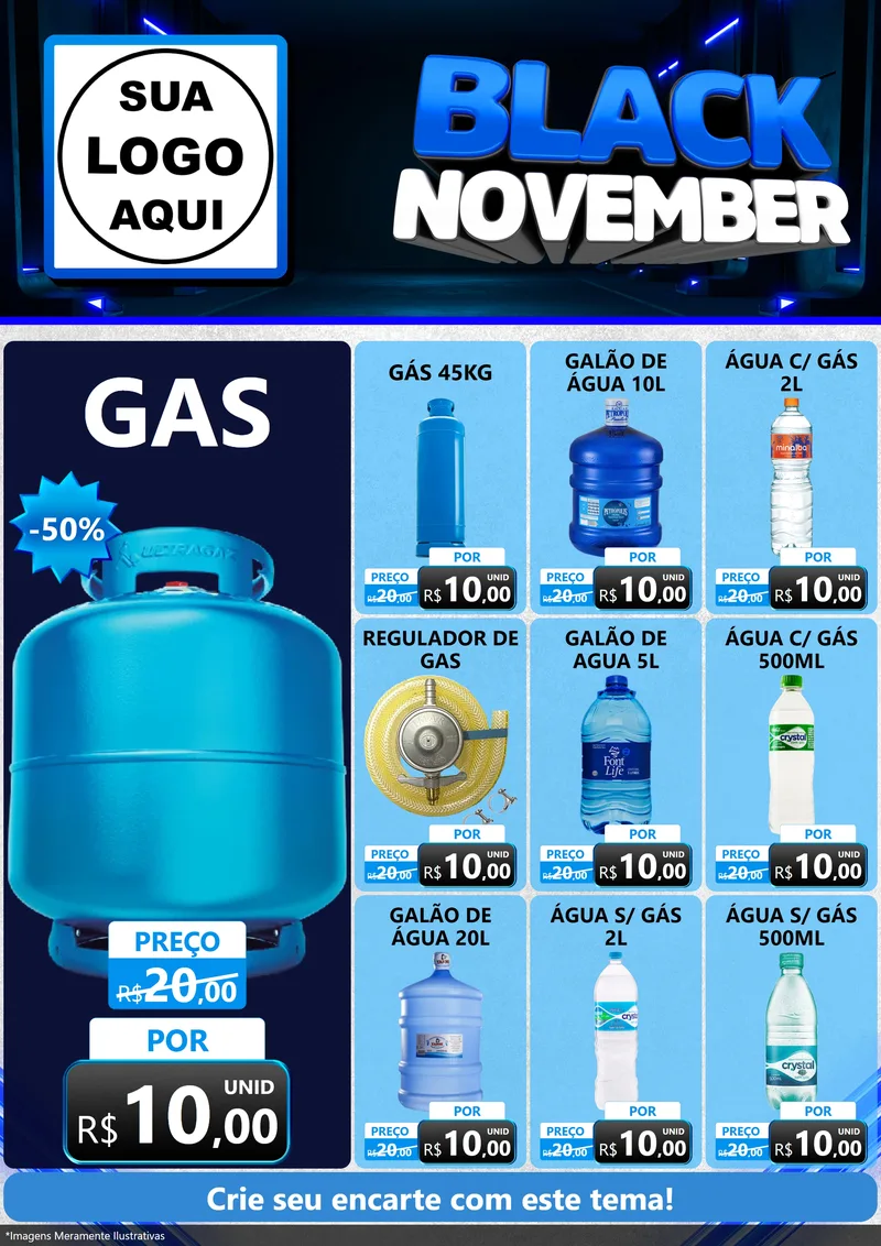 Modelo de Encarte para Encarte A4 Vertical com o tema Black November para Água e gás