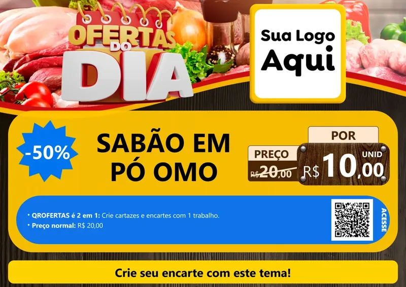 Modelo de Cartaz para Cartaz A4 Horizontal com o tema Ofertas do Dia para Produtos de Limpeza