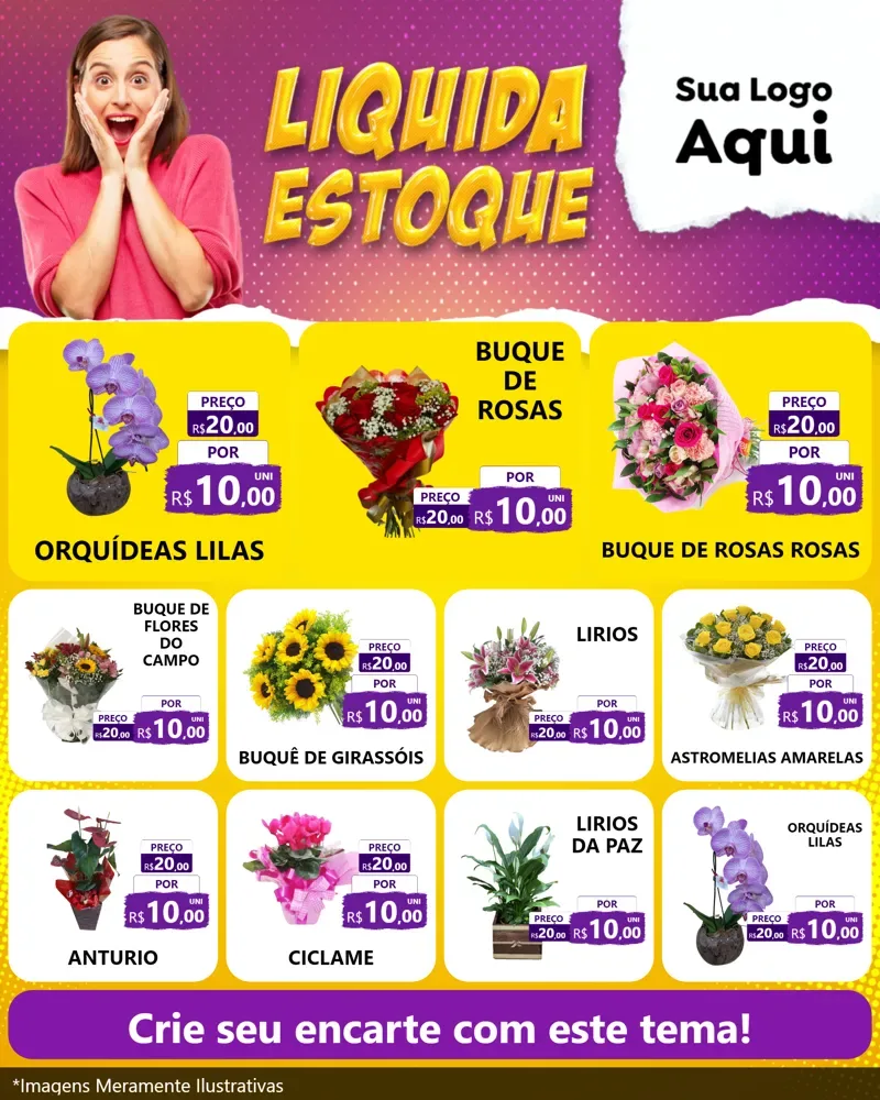 Modelo de Rede Social para Feed Instagram com o tema Liquida estoque para Floricultura e jardim
