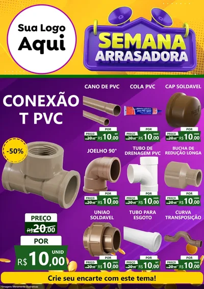 Modelo de Encarte para Encarte A4 Vertical com o tema Semana Arrasadora para Tubos e conexões