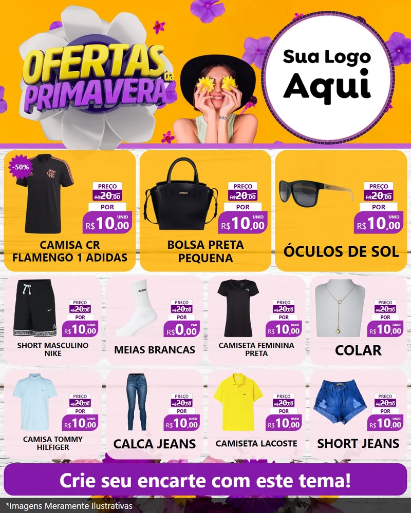 Modelo de Rede Social para Feed Instagram com o tema Ofertas Da Primavera para Roupas e acessórios