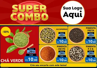 Modelo de Encarte para Encarte A4 Horizontal com o tema Super Combo para Produtos Naturais