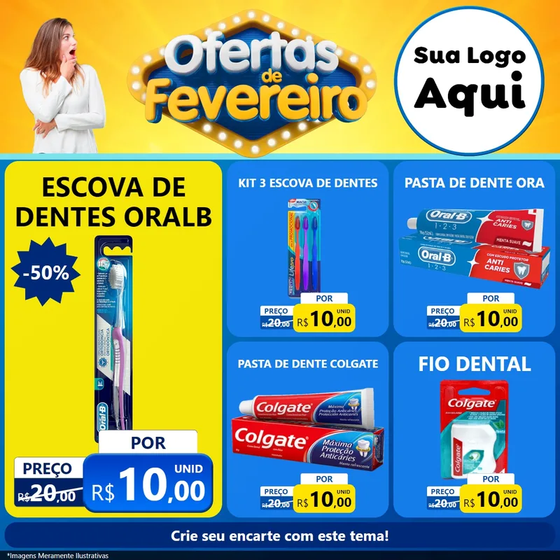Modelo de Rede Social para Feed Facebook com o tema Ofertas de Fevereiro para Higiene Pessoal