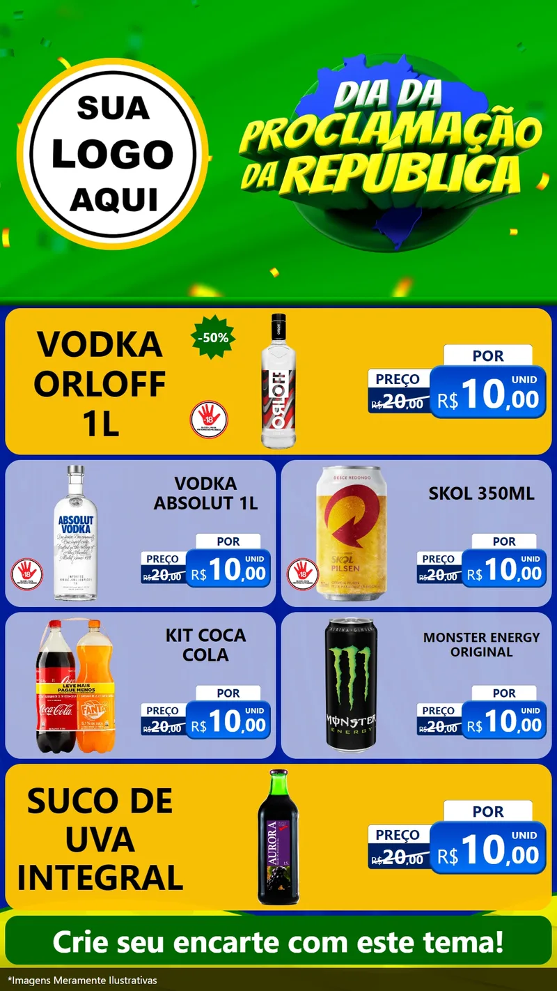 Modelo de TV para TV Vertical com o tema Dia Da Proclamação Da República para Distribuidora de bebidas