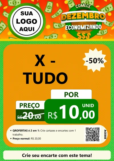Modelo de Cartaz para Cartaz A4 Vertical com o tema Comece Dezembro Economizando para Hamburgueria
