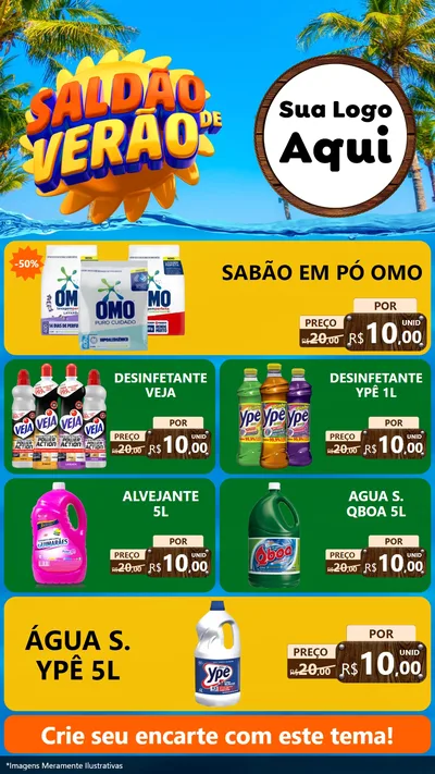 Modelo de TV para TV Vertical com o tema Saldão de Verão para Produtos de Limpeza