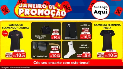 Modelo de TV para TV Horizontal com o tema Janeiro de Promoção para Roupas e acessórios