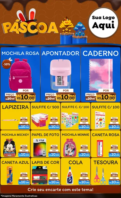 Modelo de Encarte para Encarte Grande com o tema Páscoa para Papelaria