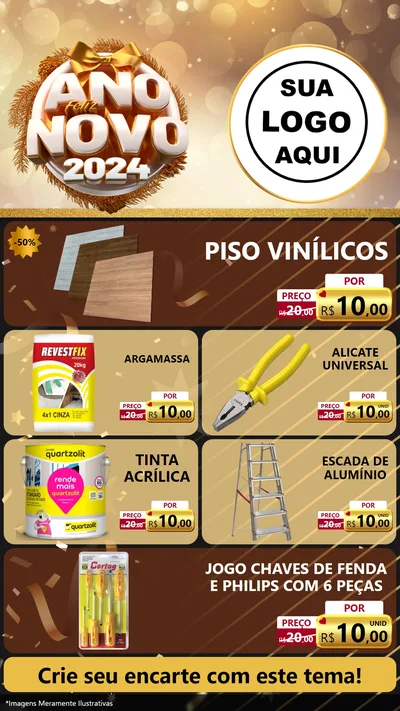 Modelo de TV para TV Vertical com o tema Feliz Ano Novo 2027 para Material para Construção