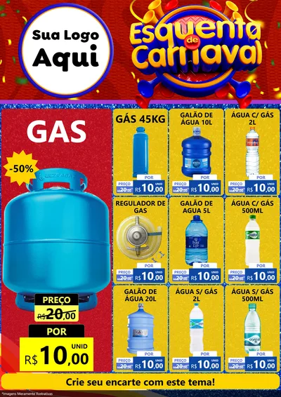Modelo de Encarte para Encarte A4 Vertical com o tema Esquenta de Carnaval para Água e gás
