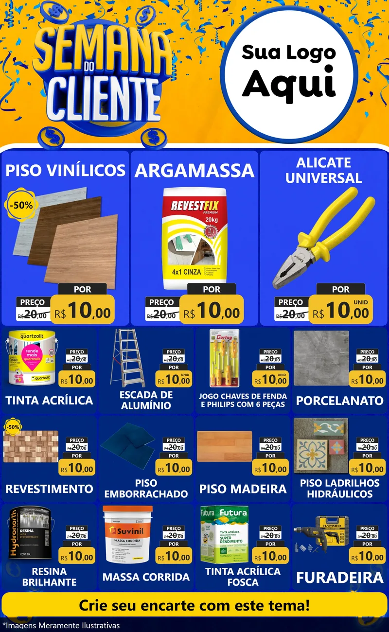 Modelo de Encarte para Encarte Grande com o tema Semana do Cliente para Material para Construção