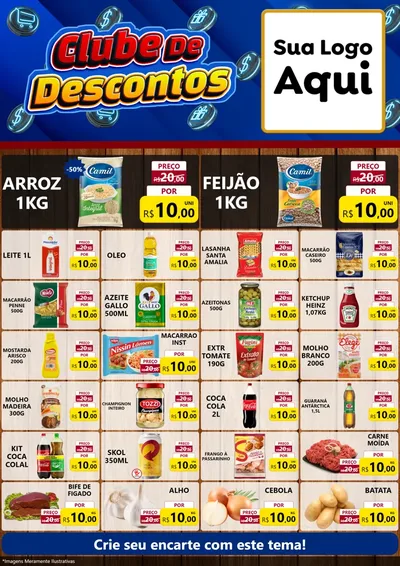 Modelo de Encarte para Encarte A4 Vertical com o tema Clube de Descontos para Supermercado
