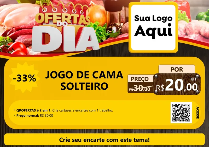 Modelo de Cartaz para Cartaz A4 Horizontal com o tema Ofertas do Dia para Cama, Mesa e Banho