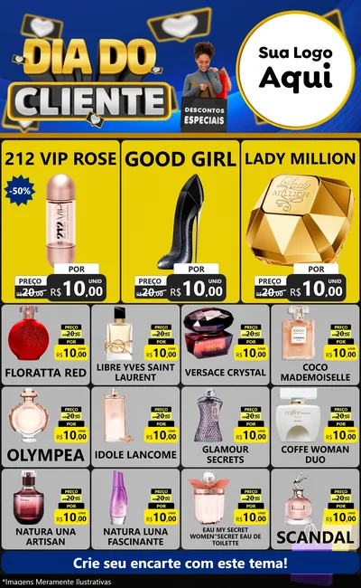 Modelo de Encarte para Encarte Grande com o tema Dia Do Cliente para Perfumes