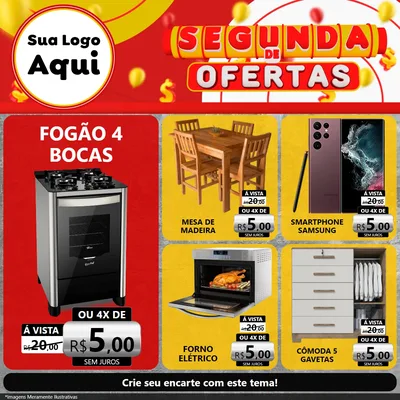 Modelo de Rede Social para Feed Facebook com o tema Segunda de Ofertas para Móveis e Eletro