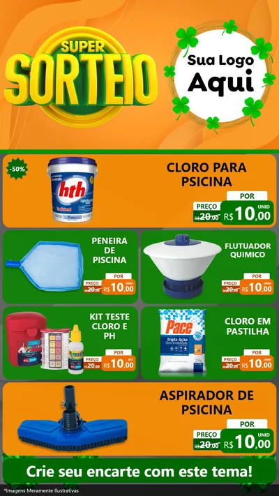 Modelo de TV para TV Vertical com o tema Super Sorteio para Produtos para Piscina