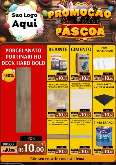 Modelo de Encarte para Encarte A4 Vertical com o tema Promoção Páscoa para Pisos e revestimentos