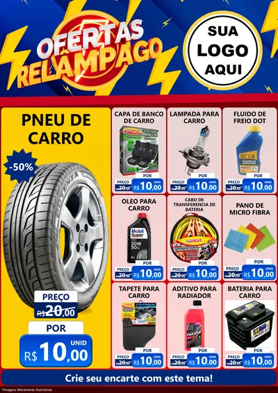 Modelo de Encarte para Encarte A4 Vertical com o tema Ofertas Relâmpago para Auto peças