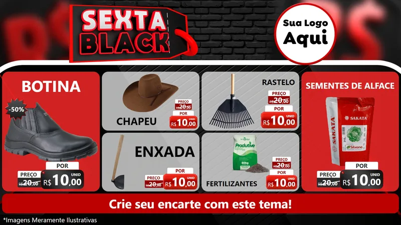 Modelo de TV para TV Horizontal com o tema Sexta Black para Agropecuária