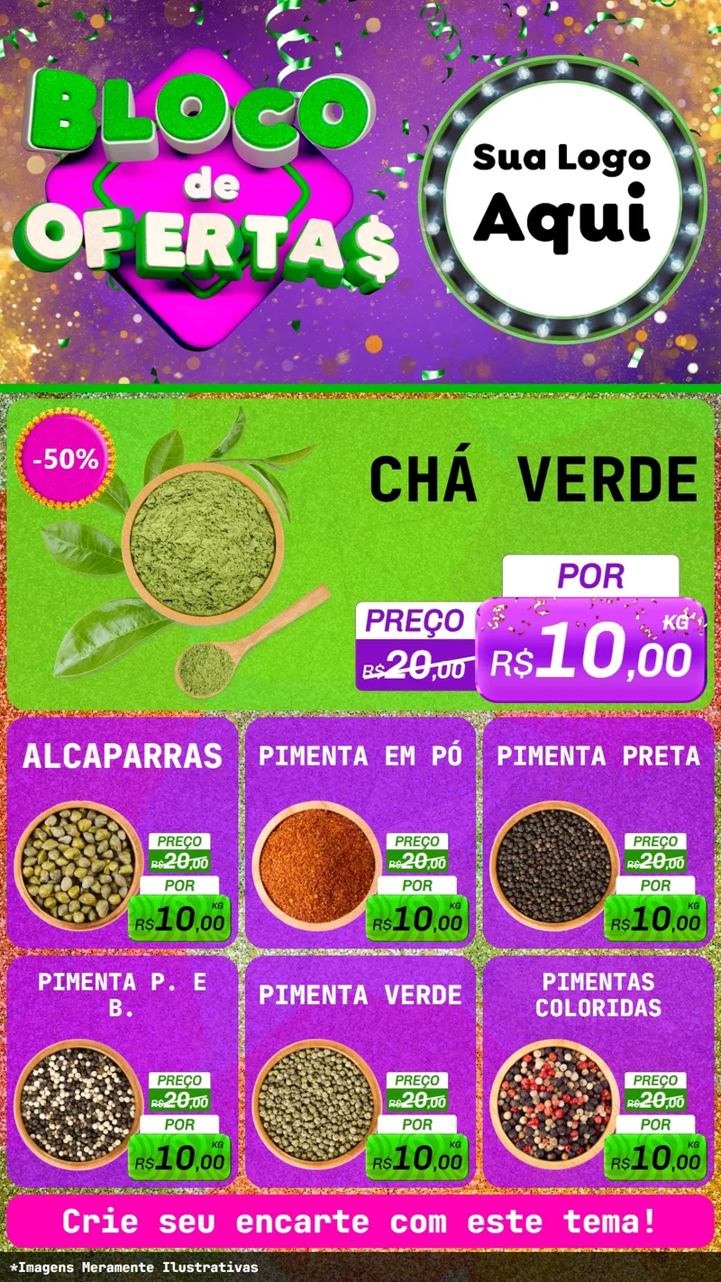 Modelo de Rede Social para Stories com o tema Bloco de Ofertas para Produtos Naturais