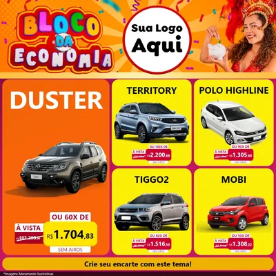 Modelo de Rede Social para Feed Facebook com o tema Bloco da Economia para Concessionaria de Carros