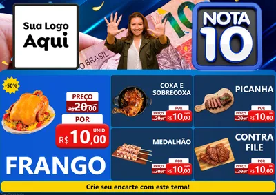 Modelo de Encarte para Encarte A4 Horizontal com o tema Nota 10 para Assados