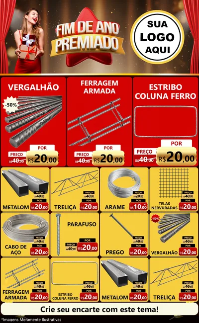 Modelo de Encarte para Encarte Grande com o tema Fim de Ano Premiado para Ferragens