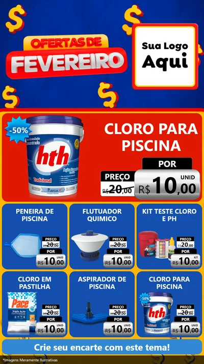 Modelo de Rede Social para Stories com o tema Ofertas de Fevereiro para Produtos para Piscina