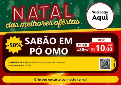 Modelo de Cartaz para Cartaz A4 Horizontal com o tema Natal das Melhores Ofertas para Produtos de Limpeza