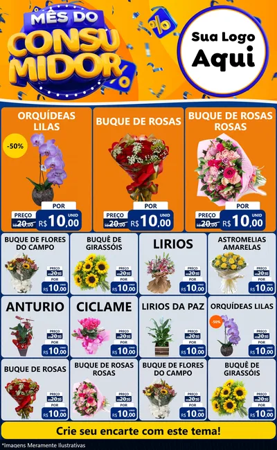 Modelo de Encarte para Encarte Grande com o tema Mês do Consumidor para Floricultura e jardim