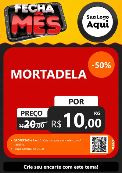Modelo de Cartaz para Cartaz A4 Vertical com o tema Fecha Mês para Frios e Laticínios