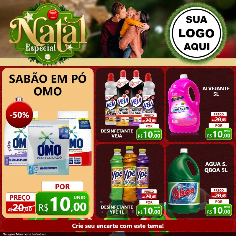 Modelo de Rede Social para Feed Facebook com o tema Natal Especial para Produtos de Limpeza