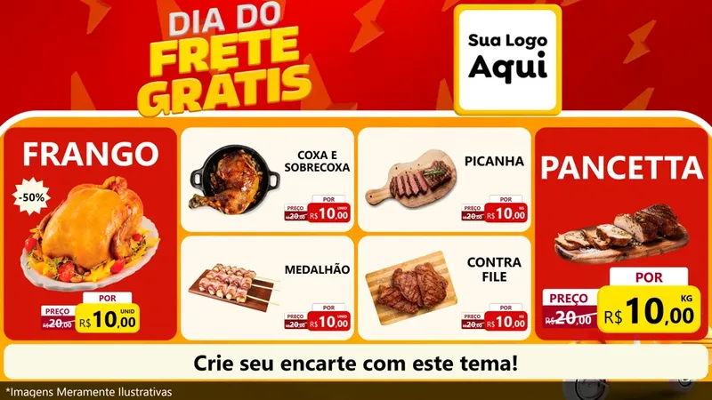 Modelo de TV para TV Horizontal com o tema Dia do Frete Grátis para Assados