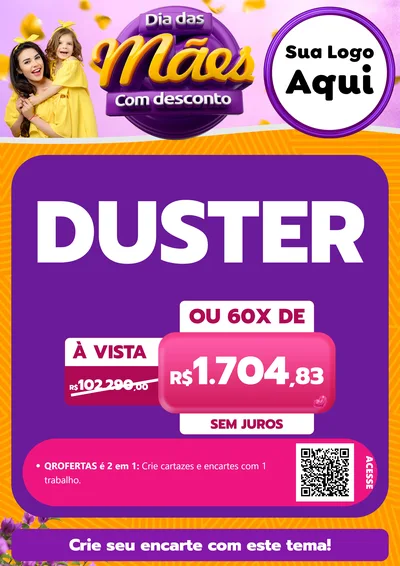Modelo de Cartaz para Cartaz A4 Vertical com o tema Dia das Mães com Desconto para Concessionaria de Carros