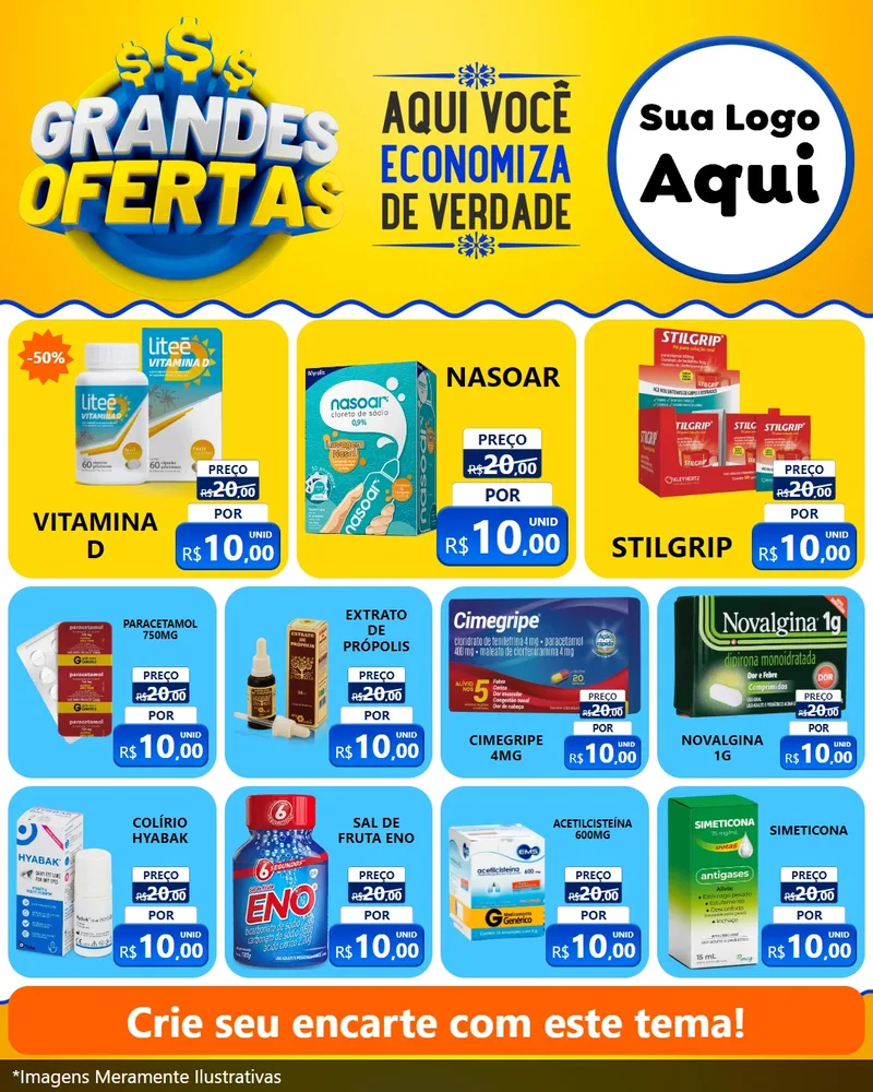 Modelo de Rede Social para Feed Instagram com o tema Grandes Ofertas para Farmácia