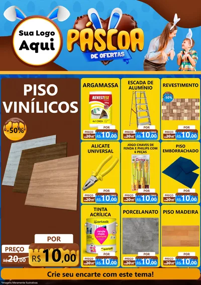 Modelo de Encarte para Encarte A4 Vertical com o tema Páscoa de Ofertas para Material para Construção