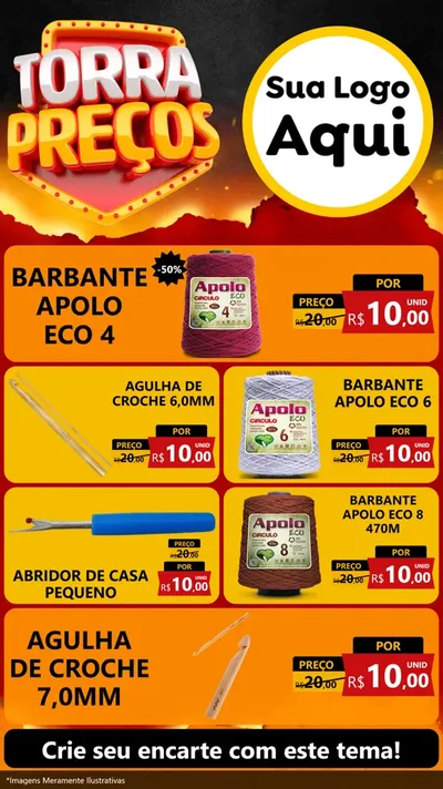 Modelo de TV para TV Vertical com o tema Torra Preços para Armarinho e Aviamentos
