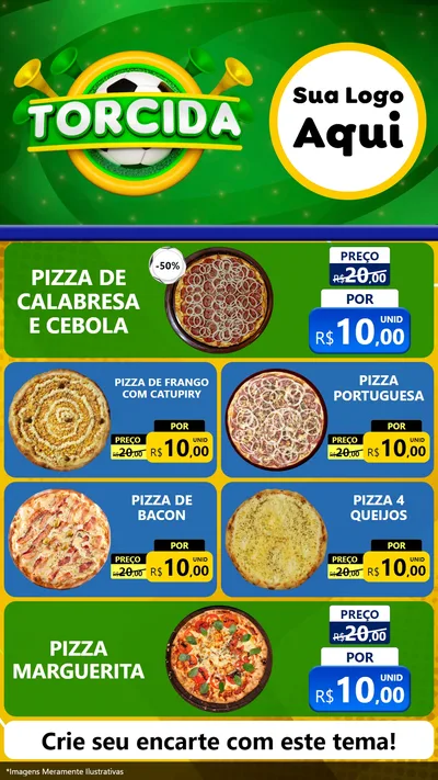 Modelo de TV para TV Vertical com o tema Torcida para Pizzaria