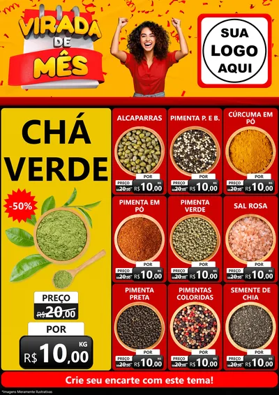 Modelo de Encarte para Encarte A4 Vertical com o tema Virada de Mês para Produtos Naturais