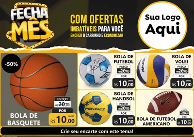 Modelo de Encarte para Encarte A4 Horizontal com o tema Fecha Mês para Artigos Esportivos
