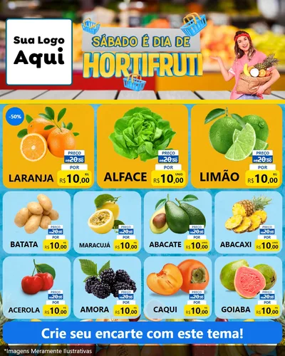 Modelo de Rede Social para Feed Instagram com o tema Sábado É Dia de Hortifruti para Hortifrúti
