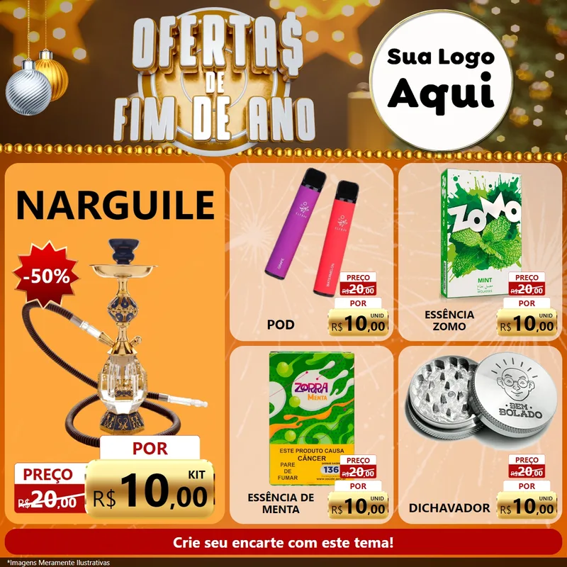 Modelo de Rede Social para Feed Facebook com o tema Ofertas de Fim de Ano para Tabacaria