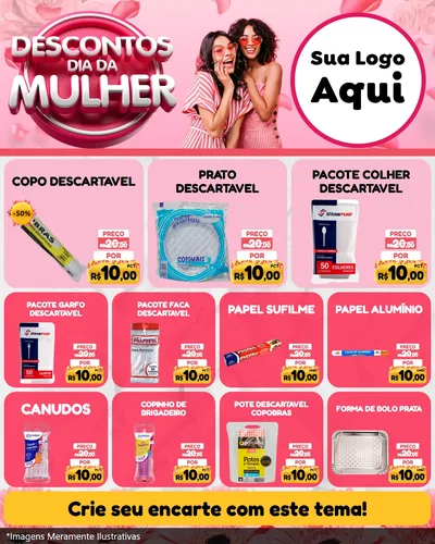 Modelo de Rede Social para Feed Instagram com o tema Descontos Dia da Mulher para Embalagens