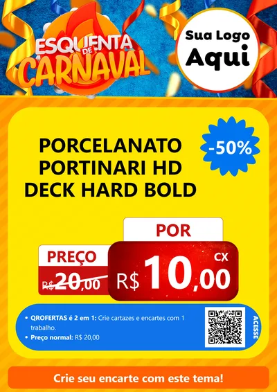 Modelo de Cartaz para Cartaz A4 Vertical com o tema Esquenta de Carnaval para Pisos e revestimentos